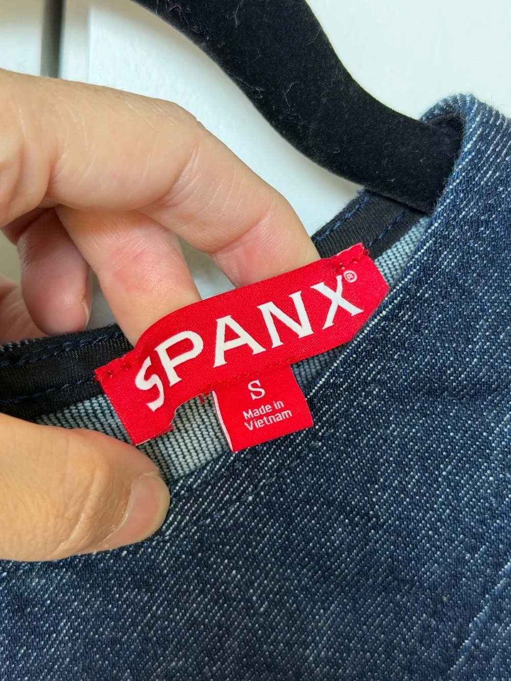 SPANX Denim Seamed Mini Dress